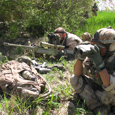 Danish sniper team observing in Afhanistan's Green Zone